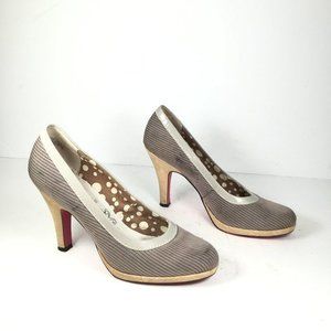 Kenzie Striped Heel Black/Grey Size 7.5